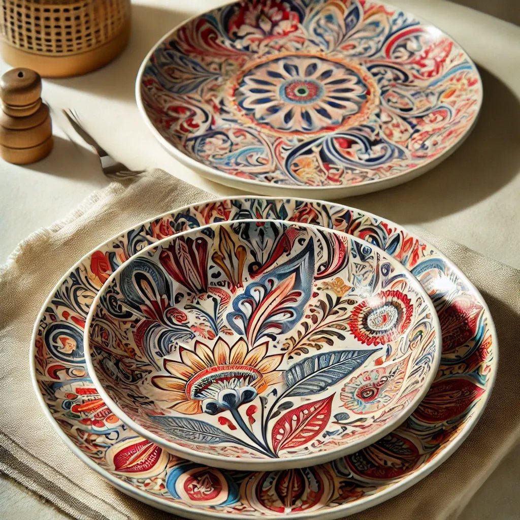 Offset printing on melamine overlay paper for crockery