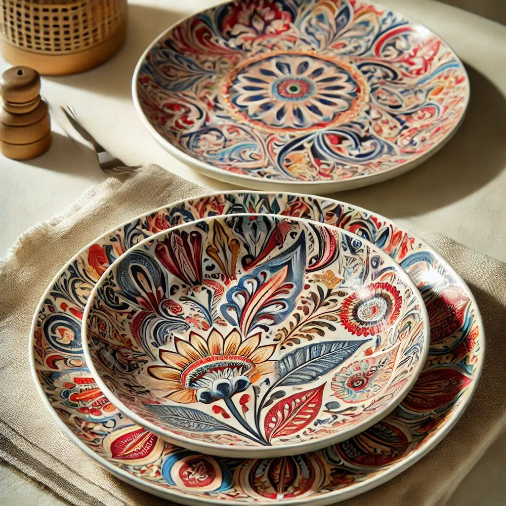 Offset printing on melamine overlay paper for crockery
