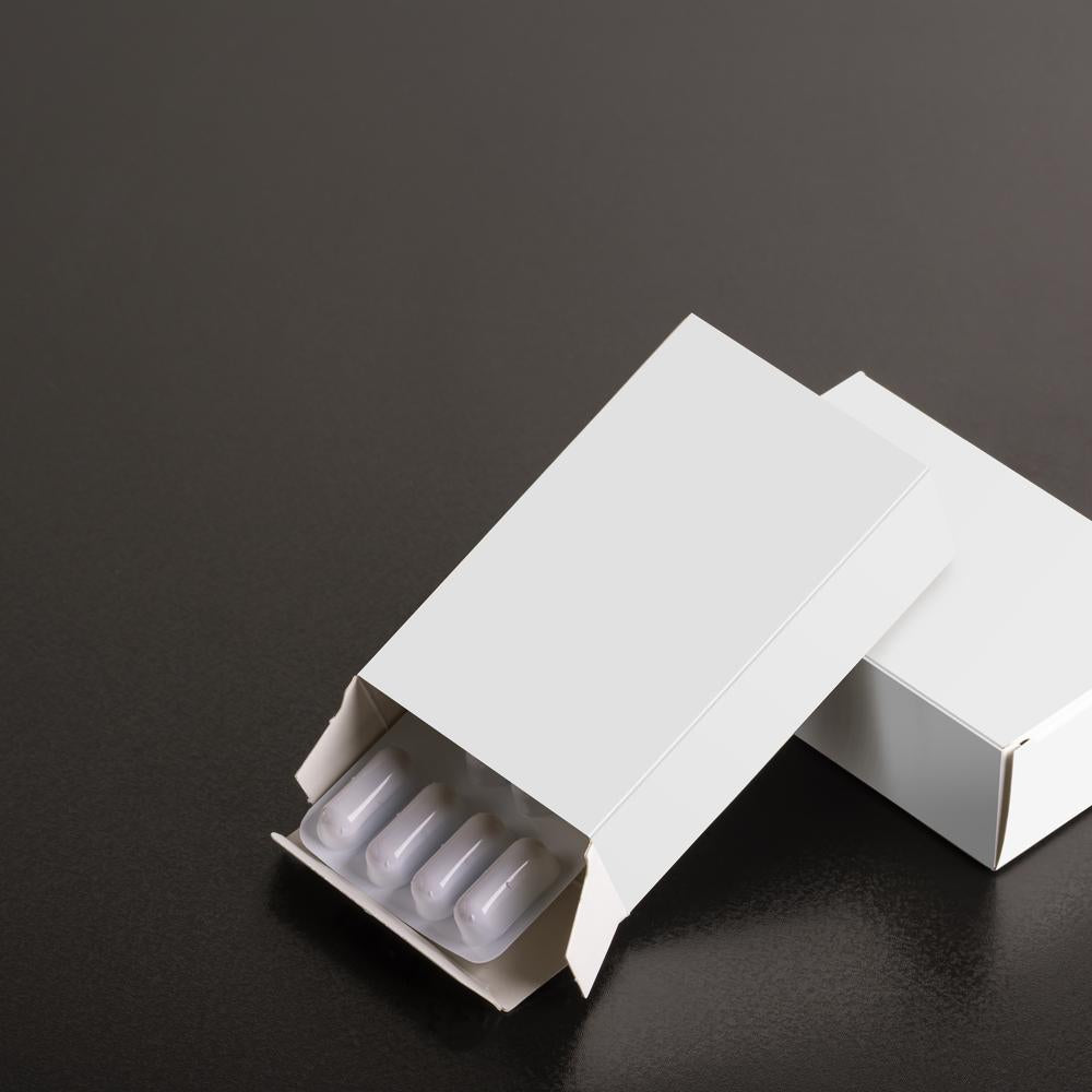 Medicine blister pack inside straight tuck pharmaceutical carton