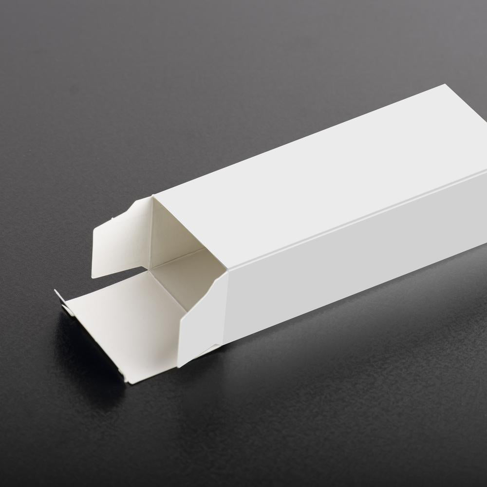 Plain paperboard mono carton sample for pharma product packaging
