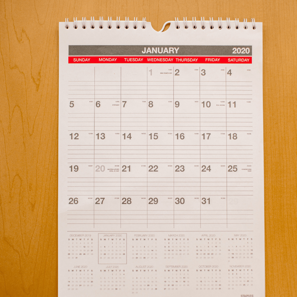 Wall hanging paper calendar