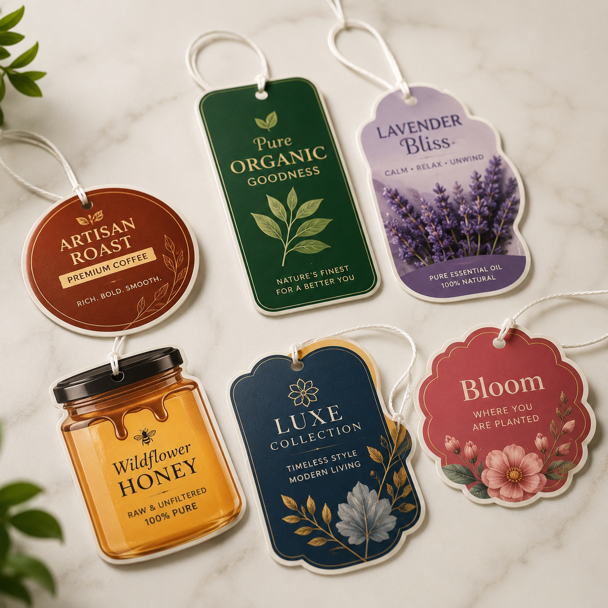 Premium art card paper danglers with matt lamination and custom shapes for brand promotion